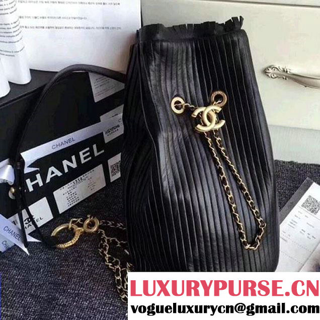 Chanel Calfskin Coco Pleats Small Backpack Bag A57145 Black 2018  (ZMD-8010215 )