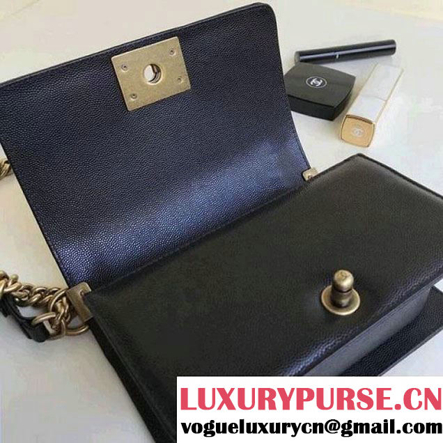 Chanel  Chevron Grained Calfskin Boy Braided Small Flap Bag A67085 Black 2018 (1A111-8010226 )