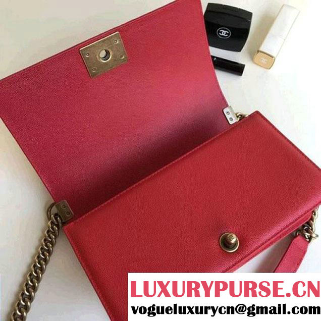Chanel Chevron Calfskin Boy Braided Old Medium Flap Bag A67086 Red 2018 (1A111-8010224 )