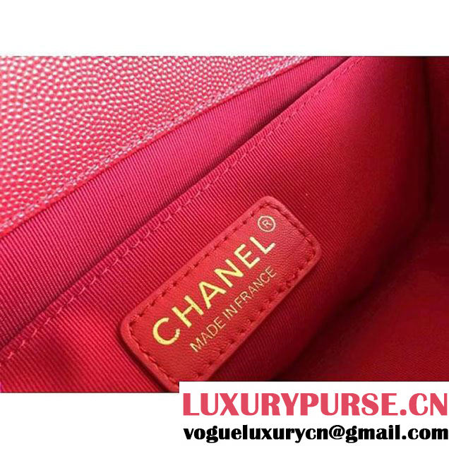 Chanel Chevron Calfskin Boy Braided Old Medium Flap Bag A67086 Red 2018 (1A111-8010224 )