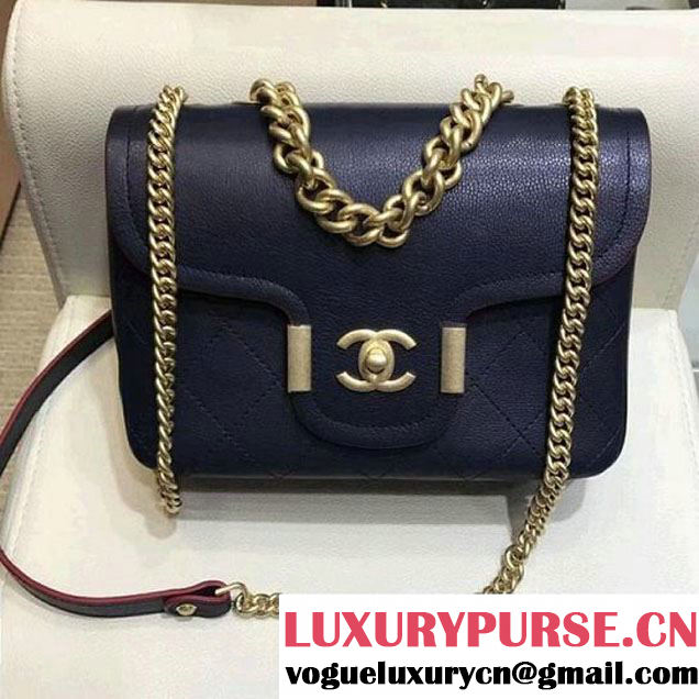 Chanel Grained Calfskin Archi Chic Flap Bag A57217 Navy Blue 2018 (AV-8010212 )