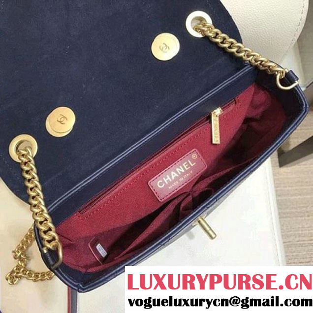 Chanel Grained Calfskin Archi Chic Flap Bag A57217 Navy Blue 2018 (AV-8010212 )