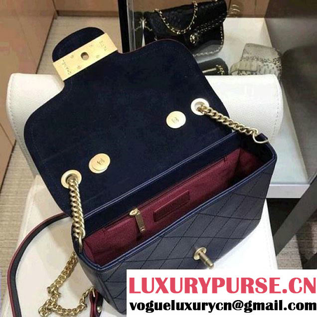 Chanel Grained Calfskin Archi Chic Flap Bag A57217 Navy Blue 2018 (AV-8010212 )