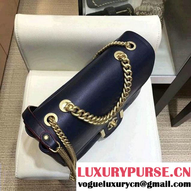 Chanel Grained Calfskin Medium Archi Chic Flap Bag Navy 2018 (AV-8010211 )