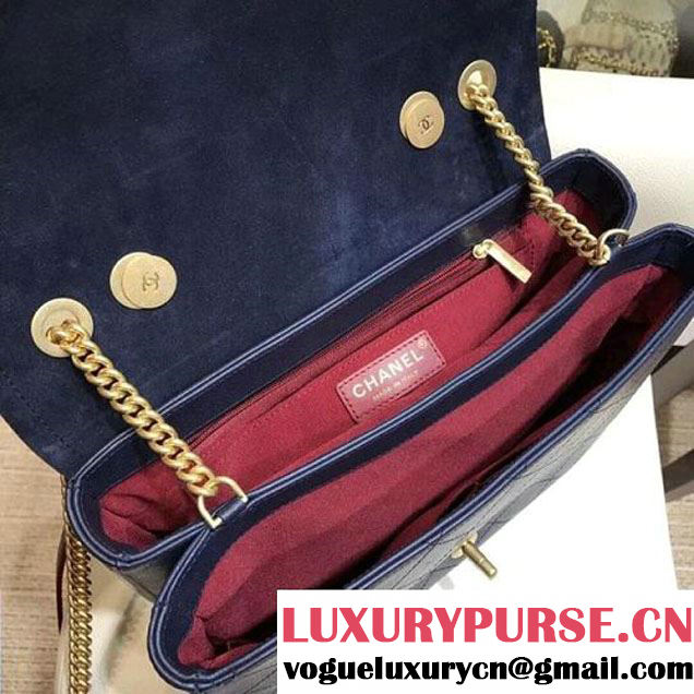 Chanel Grained Calfskin Medium Archi Chic Flap Bag Navy 2018 (AV-8010211 )