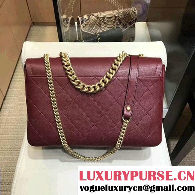 Chanel Grained Calfskin Medium Archi Chic Flap Bag Burgundy 2018 (AV-8010209 )