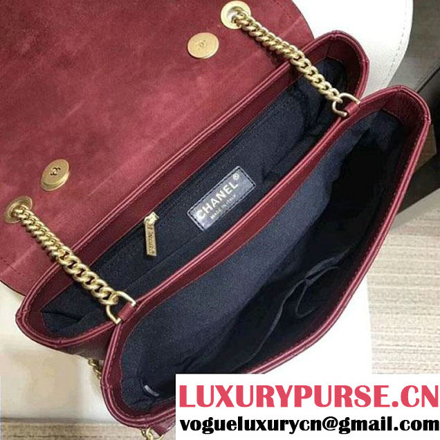 Chanel Grained Calfskin Medium Archi Chic Flap Bag Burgundy 2018 (AV-8010209 )