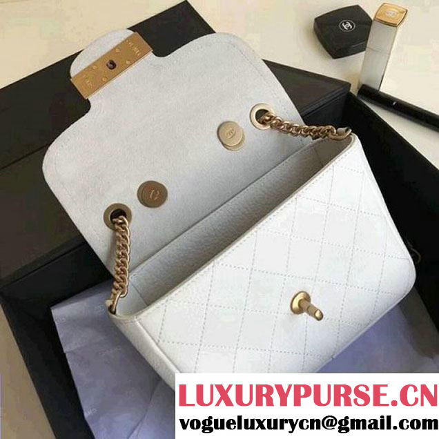 Chanel Grained Calfskin Archi Chic Flap Bag A57217 White 2018 (1A111-8010208 )