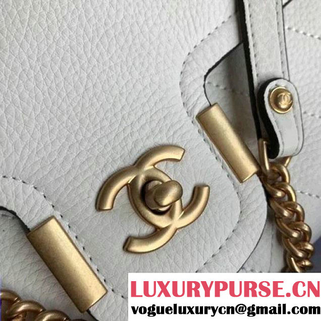 Chanel Grained Calfskin Medium Archi Chic Flap Bag White 2018 (1A111-8010207 )