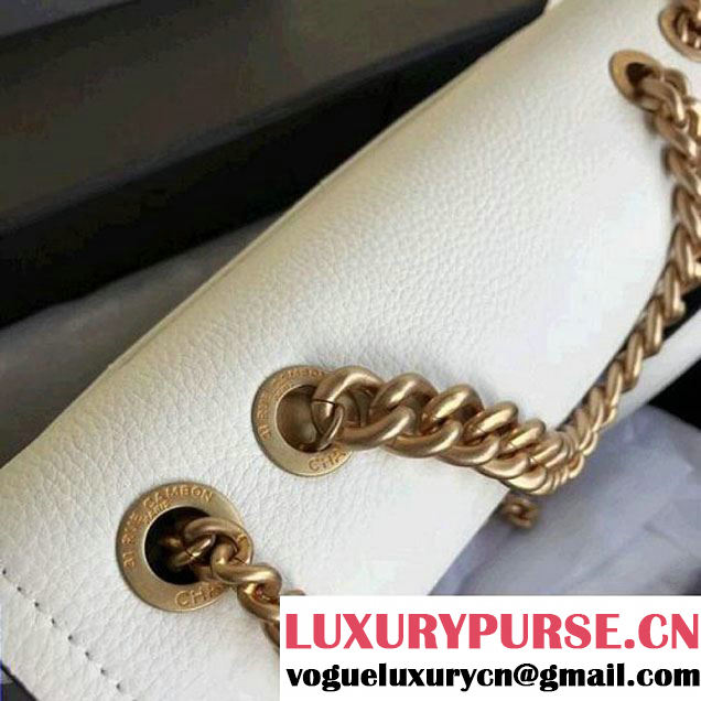 Chanel Grained Calfskin Medium Archi Chic Flap Bag White 2018 (1A111-8010207 )