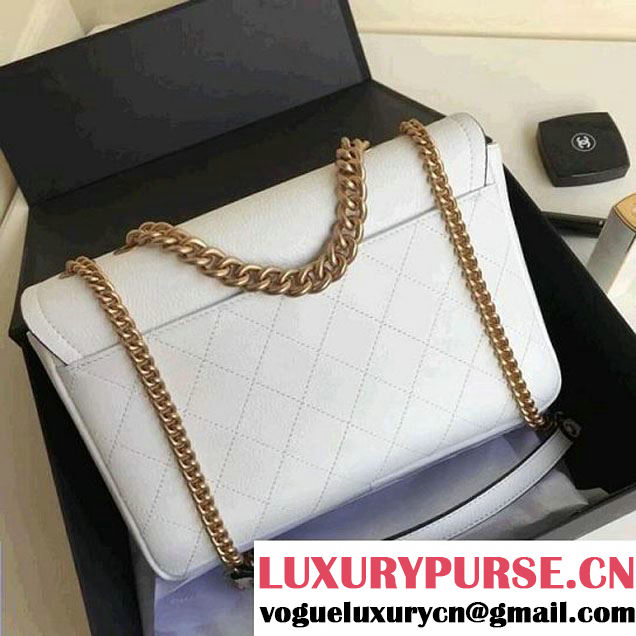 Chanel Grained Calfskin Medium Archi Chic Flap Bag White 2018 (1A111-8010207 )