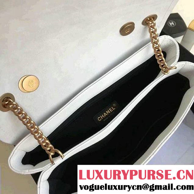 Chanel Grained Calfskin Medium Archi Chic Flap Bag White 2018 (1A111-8010207 )