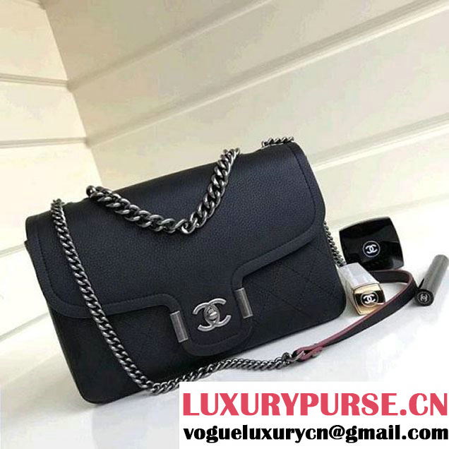 Chanel Grained Calfskin Medium Archi Chic Flap Bag Black 2018 (1A111-8010205 )