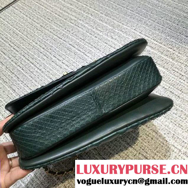 Chanel Small Trendy CC Flap Bag With Top Handle In Python Leather Green 2018 (1A11-8011216 )