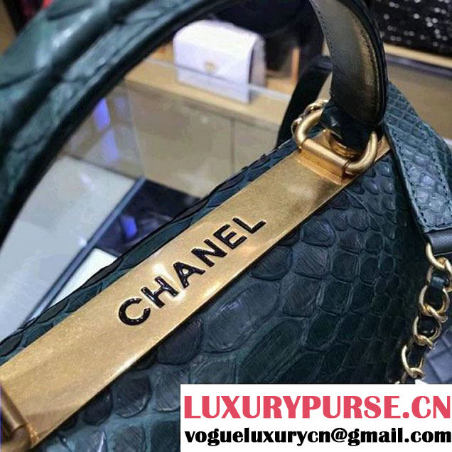 Chanel Small Trendy CC Flap Bag With Top Handle In Python Leather Green 2018 (1A11-8011216 )