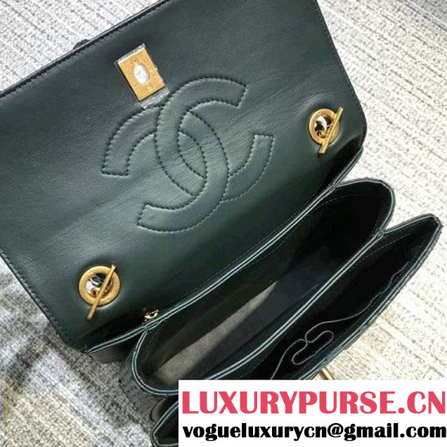 Chanel Small Trendy CC Flap Bag With Top Handle In Python Leather Green 2018 (1A11-8011216 )