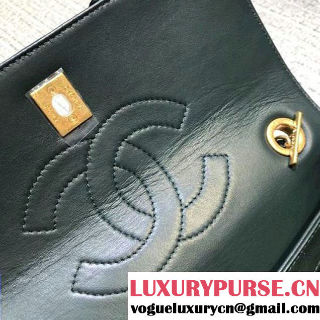 Chanel Small Trendy CC Flap Bag With Top Handle In Python Leather Green 2018 (1A11-8011216 )