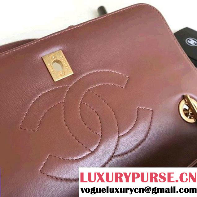Chanel Small Trendy CC Flap Bag With Top Handle In Python Leather Brown 2018 (1A111-8011215 )