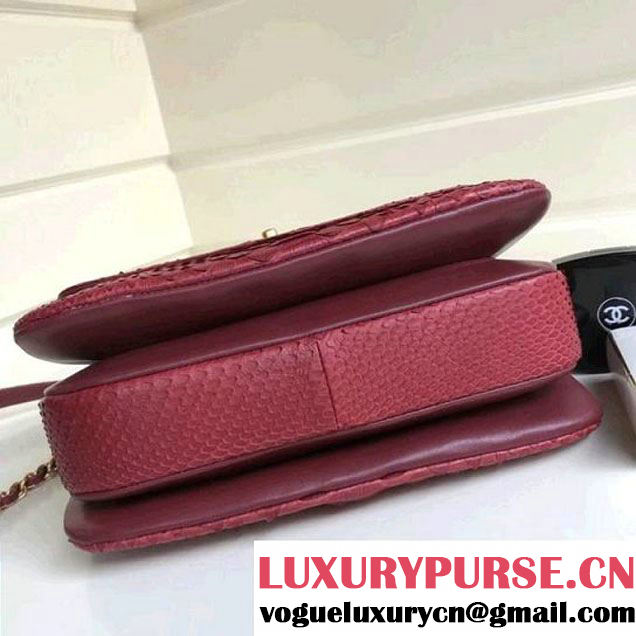 Chanel Small Trendy CC Flap Bag With Top Handle In Python Leather Red 2018 (1A111-8011214 )