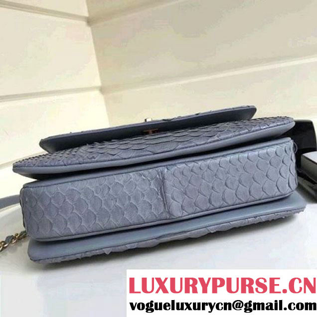 Chanel Small Trendy CC Flap Bag With Top Handle In Python Leather Powder Blue2018 (1A111-8011213 )