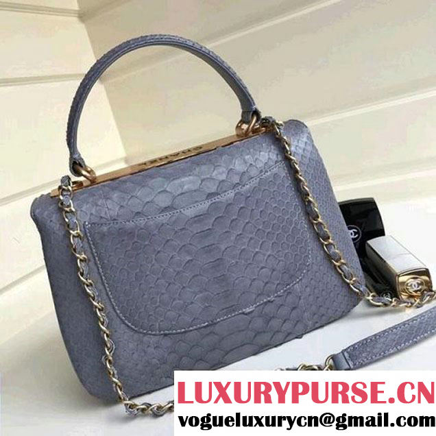 Chanel Small Trendy CC Flap Bag With Top Handle In Python Leather Powder Blue2018 (1A111-8011213 )