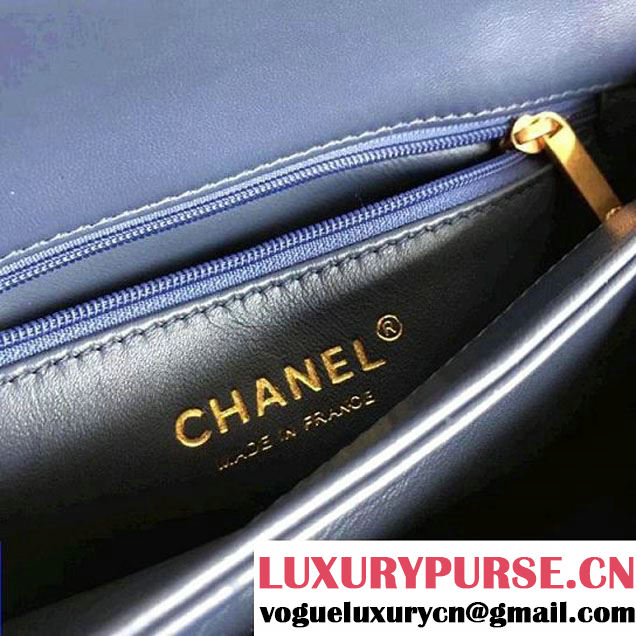 Chanel Small Trendy CC Flap Bag With Top Handle In Python Leather Royal Blue 2018 (1A111-8011212 )