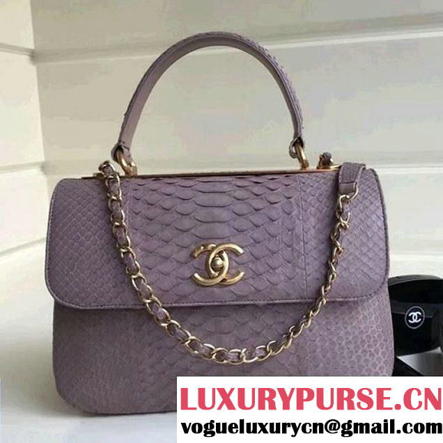 Chanel Small Trendy CC Flap Bag With Top Handle In Python Leather Lavender 2018 (1A111-8011211 )