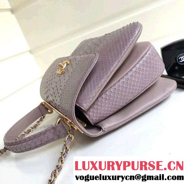 Chanel Small Trendy CC Flap Bag With Top Handle In Python Leather Lavender 2018 (1A111-8011211 )