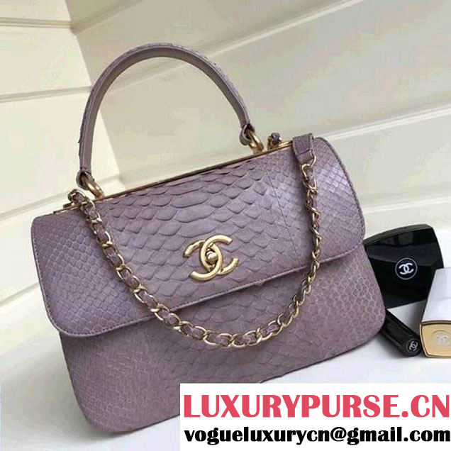 Chanel Small Trendy CC Flap Bag With Top Handle In Python Leather Lavender 2018 (1A111-8011211 )