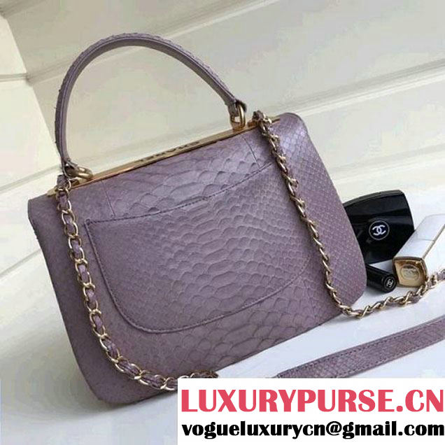 Chanel Small Trendy CC Flap Bag With Top Handle In Python Leather Lavender 2018 (1A111-8011211 )