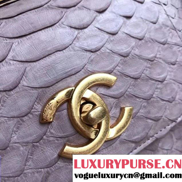 Chanel Small Trendy CC Flap Bag With Top Handle In Python Leather Lavender 2018 (1A111-8011211 )