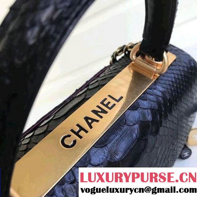 Chanel Small Trendy CC Flap Bag With Top Handle In Python Leather Black 2018 (1A111-8011209 )