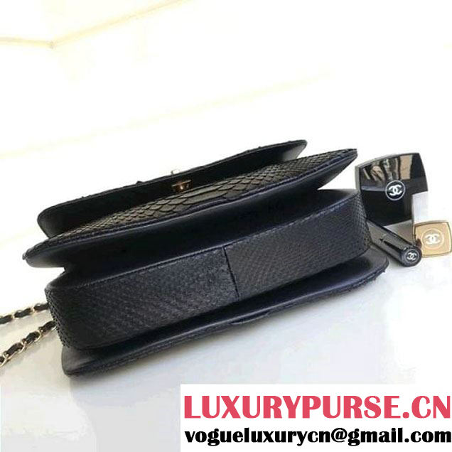 Chanel Small Trendy CC Flap Bag With Top Handle In Python Leather Black 2018 (1A111-8011209 )