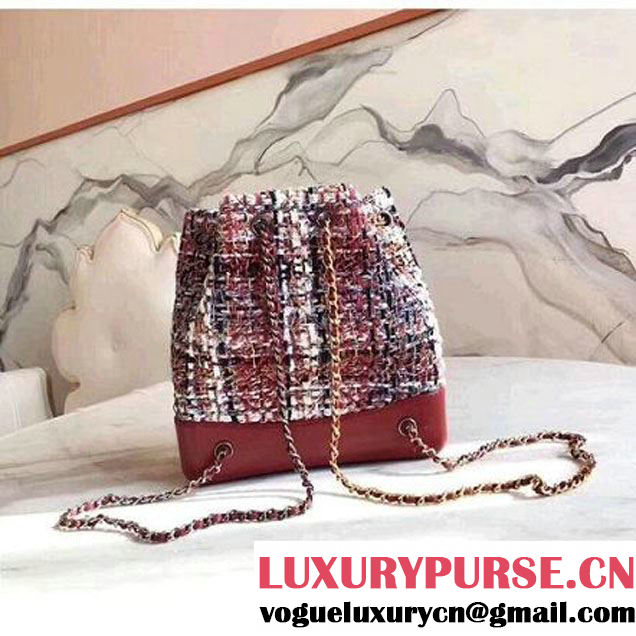 Chanel Tweed/Calfskin Gabrielle Backpack A94485 Red 2018 (KN-8013004 )