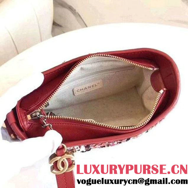 Chanel Tweed/Calfskin Gabrielle Small Hobo Bag A91810 Red 2018 (KN-8013006 )