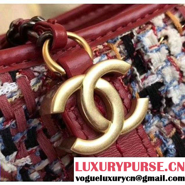 Chanel Tweed/Calfskin Gabrielle Medium Hobo Bag A93824 Red 2018 (KN-8013005 )