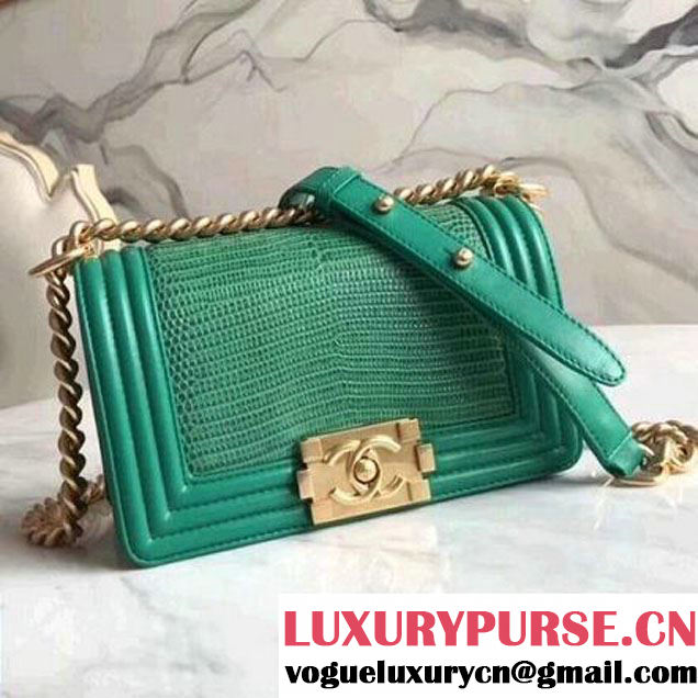 Chanel Lizard Pattern Leather Small Boy Bag Green (KN-8013021 )