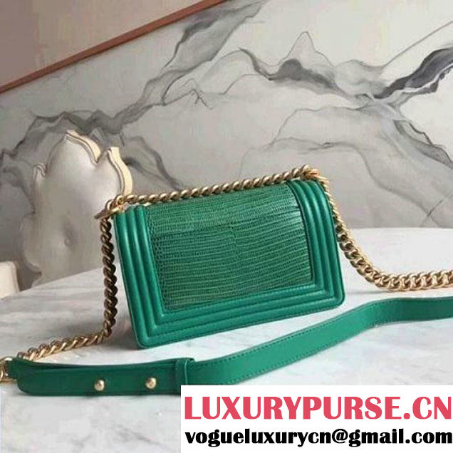 Chanel Lizard Pattern Leather Small Boy Bag Green (KN-8013021 )