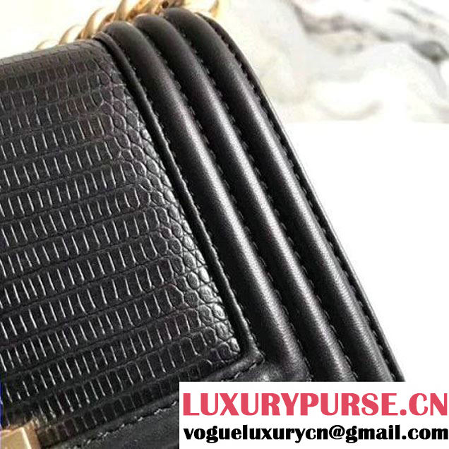 Chanel Lizard Pattern Leather Small Boy Bag Black (KN-8013020 )