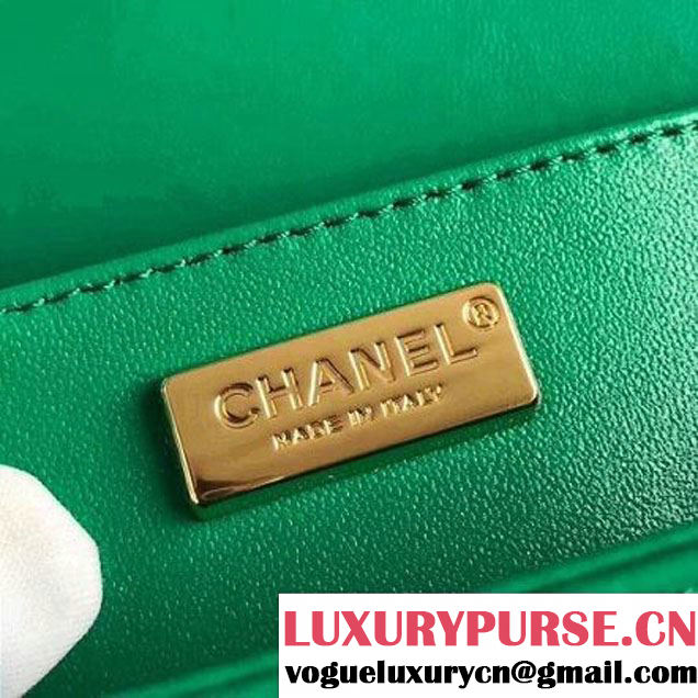 Chanel Lizard Pattern Leather Old Medium Boy Bag Green (KN-8013019 )