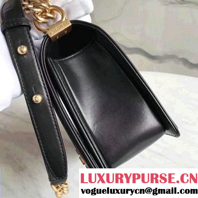 Chanel Lizard Pattern Leather Old Medium Boy Bag Black (KN-8013018 )