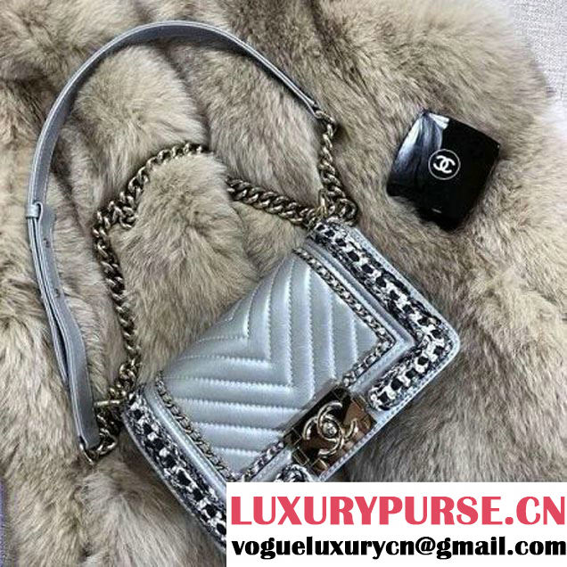 Chanel Small Boy Chanel Jacket Bag Metallic Grey 2017 (MK-8013014 )