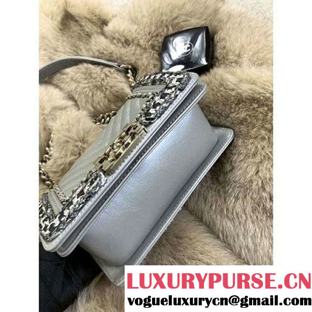 Chanel Small Boy Chanel Jacket Bag Metallic Grey 2017 (MK-8013014 )