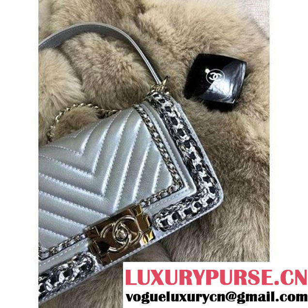 Chanel Small Boy Chanel Jacket Bag Metallic Grey 2017 (MK-8013014 )