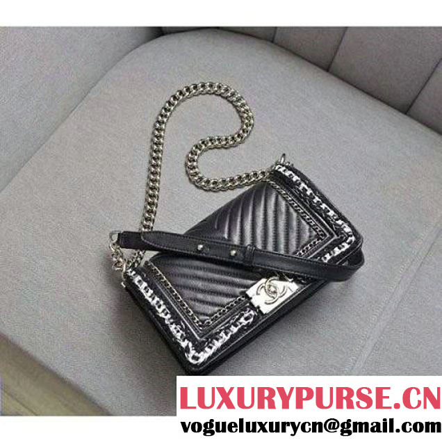 Chanel Old Medium Boy Chanel Jacket Bag A67086 Black 2017 (MK-8013013 )