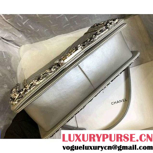 Chanel Old Medium Boy Chanel Jacket Bag A67086 Metallic Grey 2017 (MK-8012912 )
