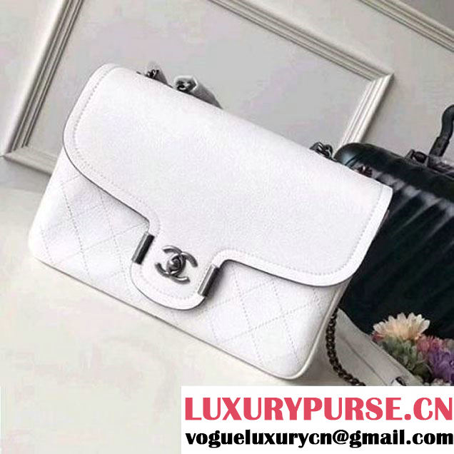 Chanel Grained Calfskin Medium Archi Chic Flap Bag White 2018 (Aged Silver Hardware) (1A111-8013101 )