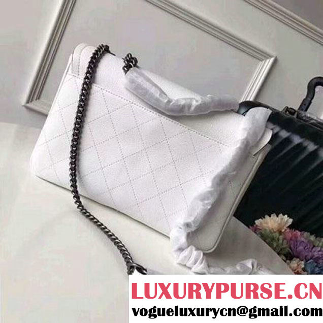 Chanel Grained Calfskin Medium Archi Chic Flap Bag White 2018 (Aged Silver Hardware) (1A111-8013101 )