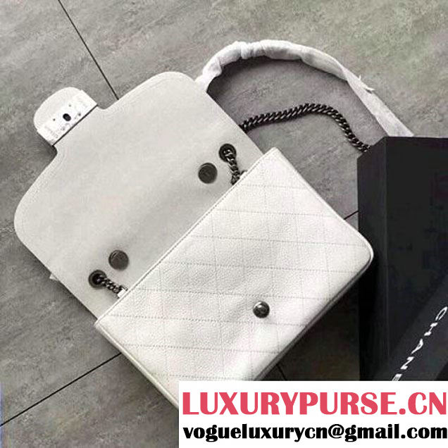 Chanel Grained Calfskin Medium Archi Chic Flap Bag White 2018 (Aged Silver Hardware) (1A111-8013101 )