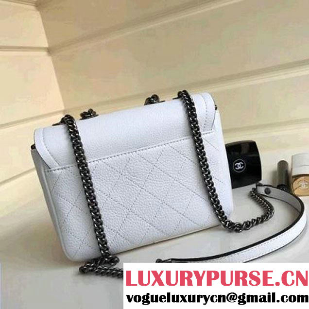 Chanel Grained Calfskin Archi Chic Flap Bag A57217 White 2018 (Aged Silver Hardware) (1A111-8013102 )